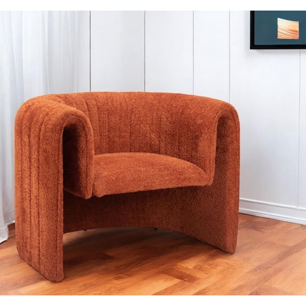 Textured Polyester Wood Arm Chair