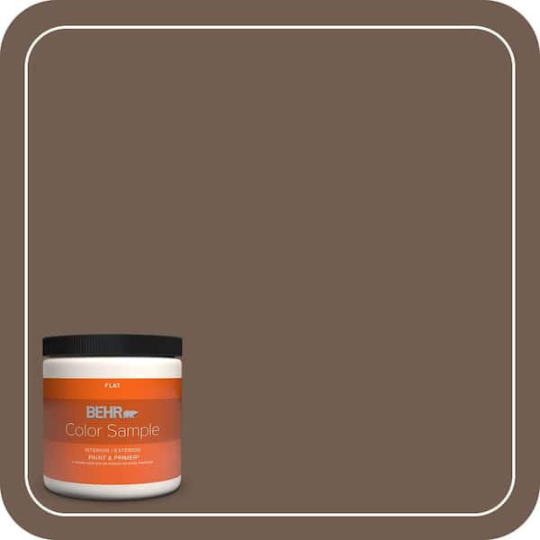 BEHR PREMIUM PLUS 8 oz. #PPF-52 Rich Brown Flat Interior/Exterior Paint & Primer Color Sample