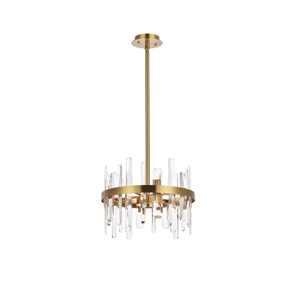 Timeless Home 16 in. 8-Light Satin Gold Pendant Light