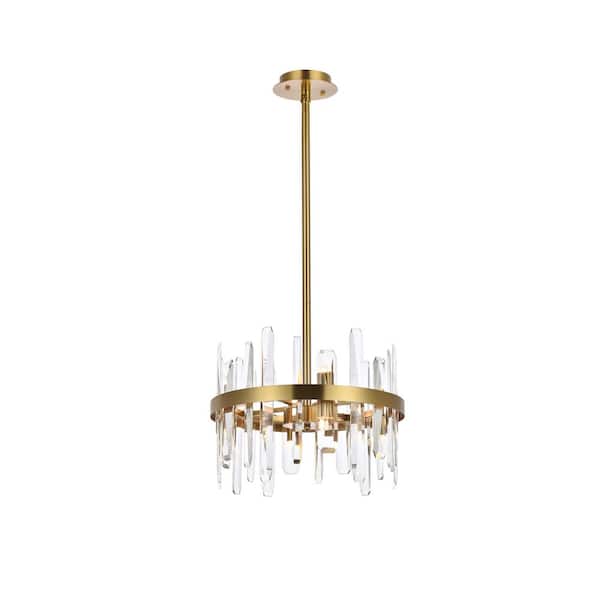 Unbranded Timeless Home 16 in. 8-Light Satin Gold Pendant Light