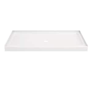 Classic 500 60 in. L x 32 in. W Alcove Shower Pan Base with Center Drain in High Gloss White