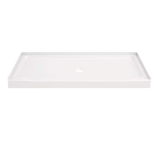 Delta Classic 500 60 in. L x 32 in. W Alcove Shower Pan Base with Center Drain in High Gloss White