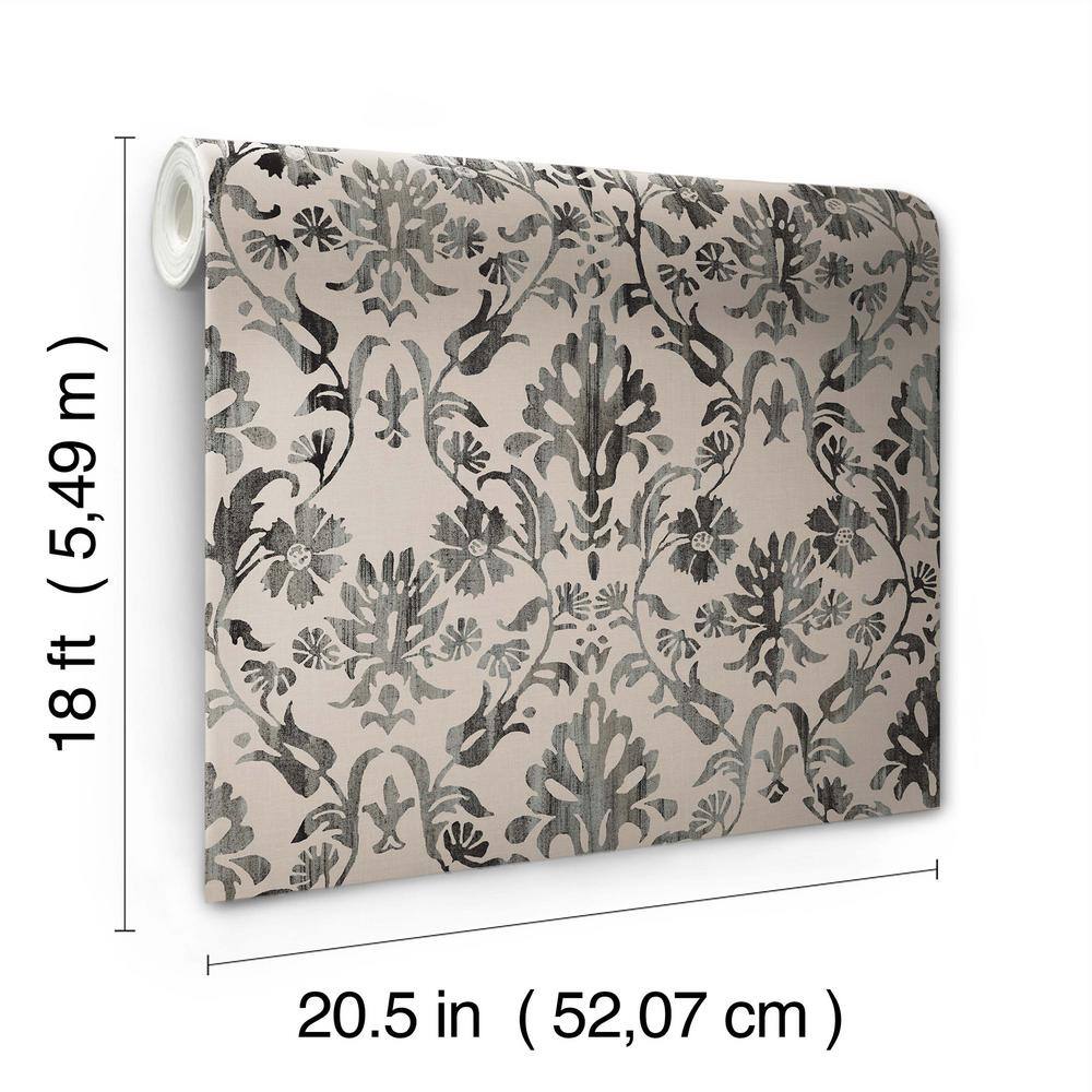 Taupe Damask Peel and Stick Vinyl Wallpaper Roll