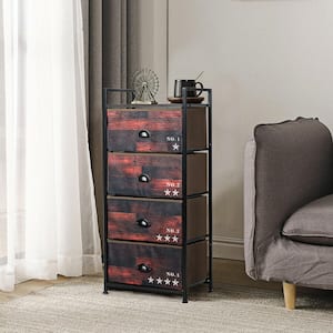 4-Drawer Dark-brown Nightstand 17.5 in. x 12 in. x 39 in. (L x W x H)