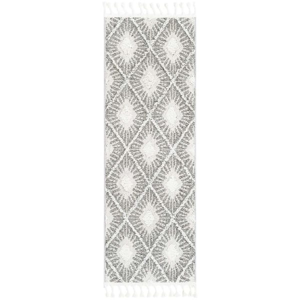 Unique Loom Boho Lilah Gray Ivory 2 ft. x 6 ft. 1 in. Area Rug