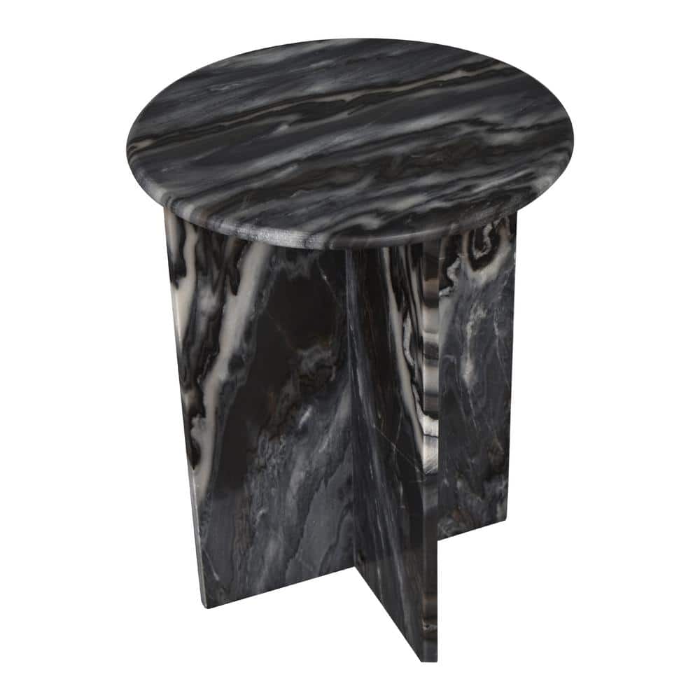 Gray Marble Round X-Shaped End Table
