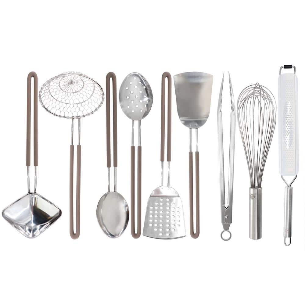 9-Piece Prep and Serve Kitchen Gadgets and Tool Set in Warm Grey -  MARTHA STEWART, 985121865M