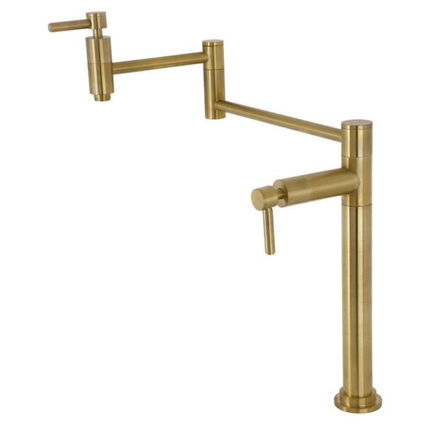 Kingston Brass Concord Deck Mount Pot Filler Faucet in Brushed Brass