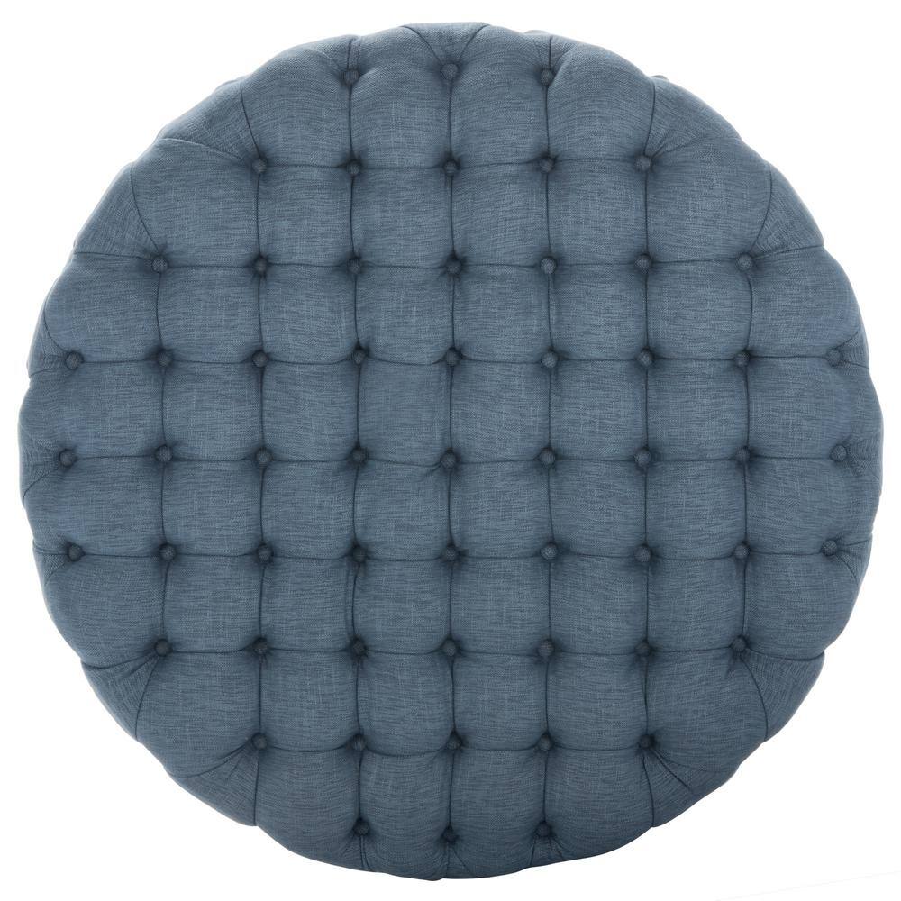 Transitional Black Tufted Round Ottoman/Coffee Table, 39"
