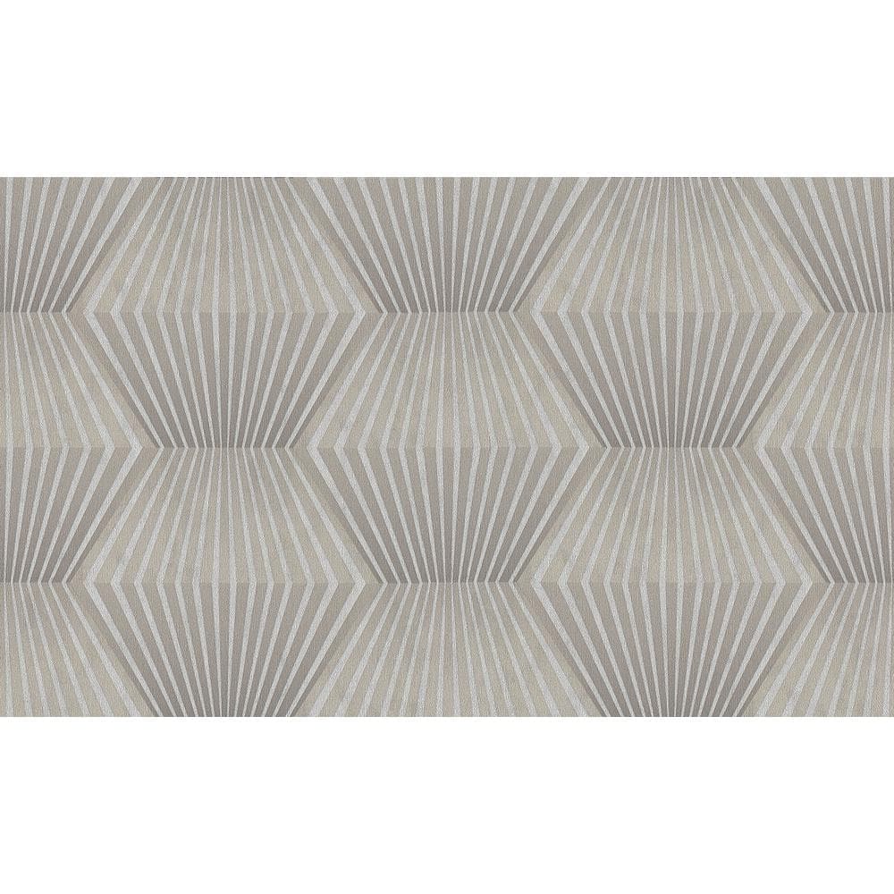 Taupe and Silver 3D Geometric Vinyl Wallpaper
