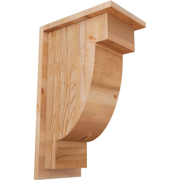 Ekena Millwork 8 in. x 12 in. x 20 in. Western Red Cedar Del Alpine Rough Sawn Corbel with Backplate