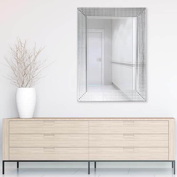 Empire Art Direct Medium Rectangle Pewter Beveled Glass Modern Mirror (40 in. H x 30 in. W)