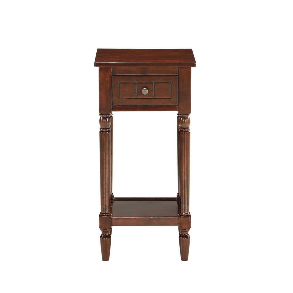 Espresso Wood Accent Table with Drawer and Shelf