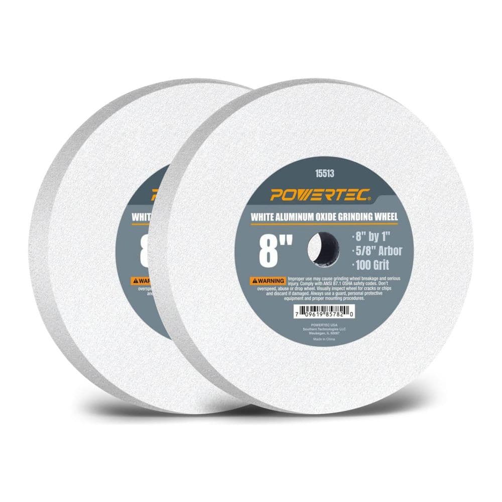 8 in. x 1 in. x 5/8 in. Arbor, 100 Grit White Aluminum Oxide Grinding Wheel for Bench Grinder (2-Pack) price history on PriceWatchPro