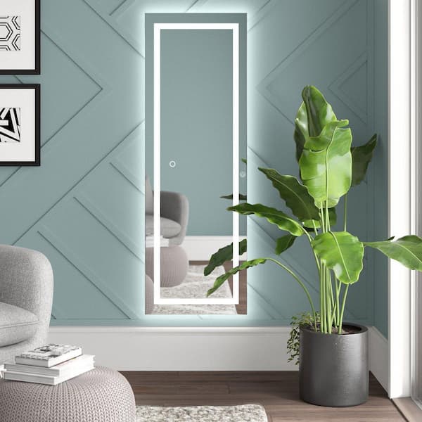 Unbranded 65 in. W x 22 in. H Rectangular Frameless Wall Bathroom Vanity Mirror LED Lighted Full Length Mirror Home Hotel