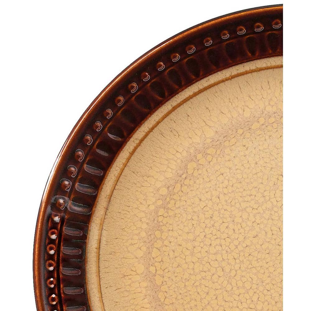 Rustic Brown and Caramel Ceramic 16-Piece Dinnerware Set