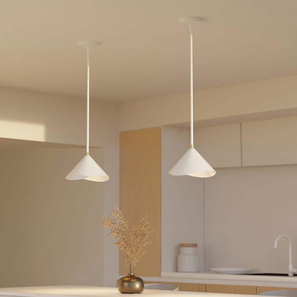 Aundra 60-Watt 1 Light Matte White Pendant Light with Brass Accent Shade, No Bulbs Included price history on PriceWatchPro