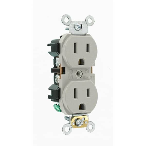 15 Amp 125 V Industrial Grade Duplex Outlet/Receptacle, Gray (1-Pack) 5252-GY