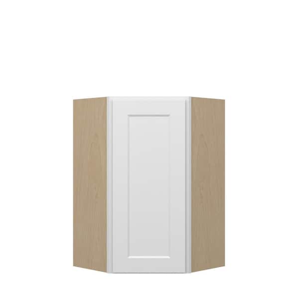 Unbranded Norfolk Shaker 24 in. W x 36 in. H x 12 in. D in Painted White Plywood Assembled Corner Diagonal Wall Cabinet
