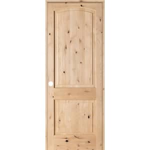 18 in. x 96 in. Rustic Knotty Alder 2-Panel Top Rail Arch Solid Right-Hand Wood Single Prehung Interior Door