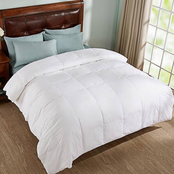 Peace Nest 600 Fill Power All Season White Down Comforter with 100% Cotton Cover 
