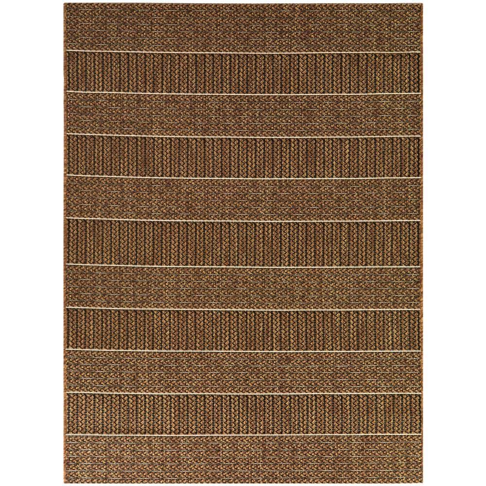 Natural Stripes Brown 6 ft. x 9 ft. Striped Indoor/Outdoor Area Rug