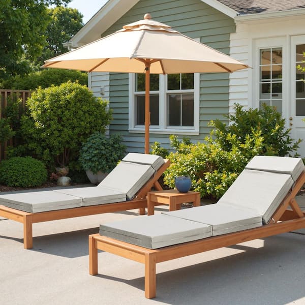 2 Pcs Chaise Lounge Cushions Outdoor 80 x 26 x 5 in. Waterproof Replacement Chaise Lounge Seat Cushion, Beige