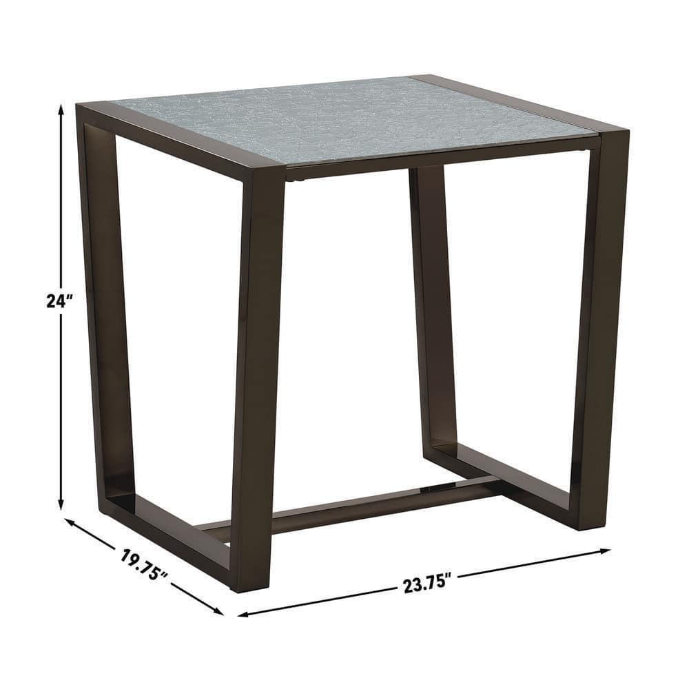 Mazie 24" Square End Table with Patterned Mirror Top