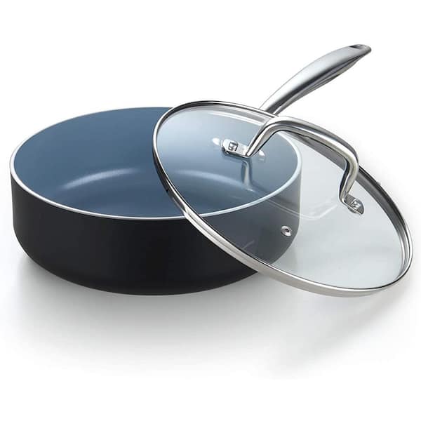 Cook N Home 3.5 Qt. 9.5 in. Ceramic Nonstick Aluminum Saute Frying Pan in  Grey 02690 - The Home Depot