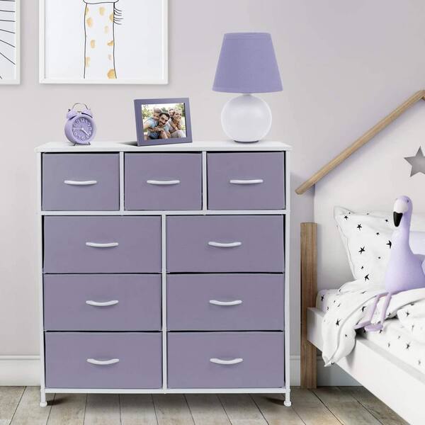 Sorbus 39.5 in. L x 11.5 in. W x 39.5 in. H 9-Drawer Purple