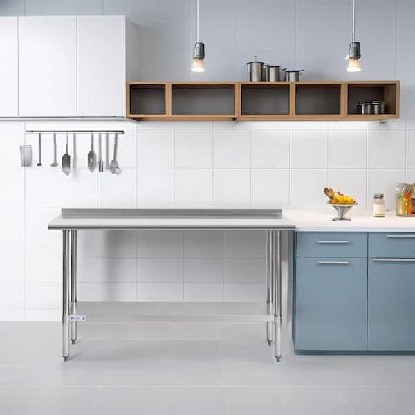 Tileon Stainless Steel Table ,Metal Prep Table with Adjustable Undershelf, Stainless Table for Commercial Kitchen in Silver