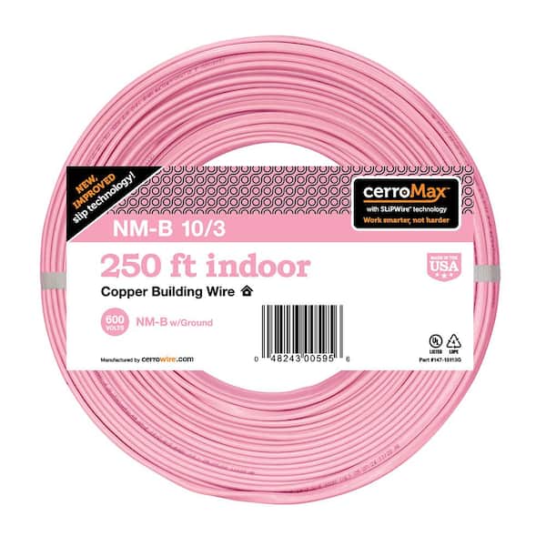 Cerrowire 250 ft. 10/3 Pink Solid CerroMax SLiPWire Copper NM-B Wire