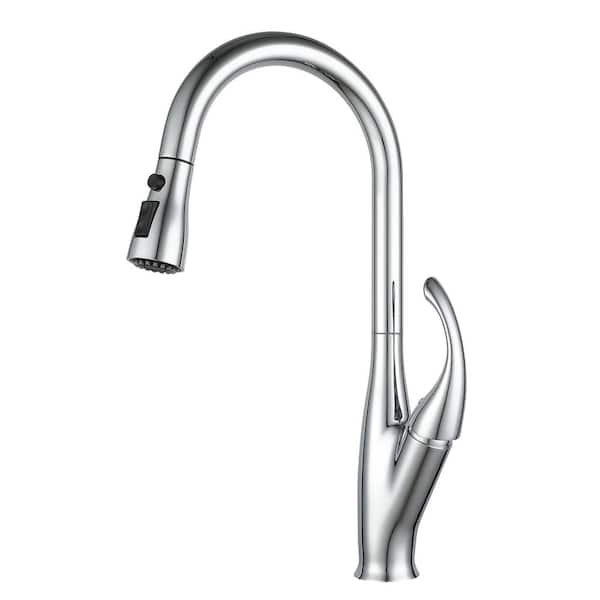 Fapully Single Handle Pull Down Sprayer Kitchen Faucet with in Chrome Reflex/Power Clean and Fast Mount