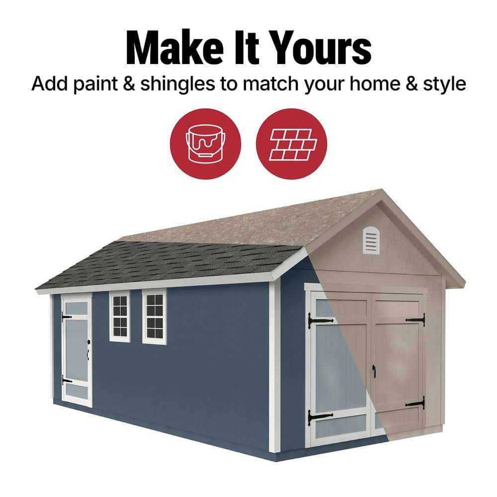 Cedarhill 12' x 20' Blue and White Wood Storage Shed Kit