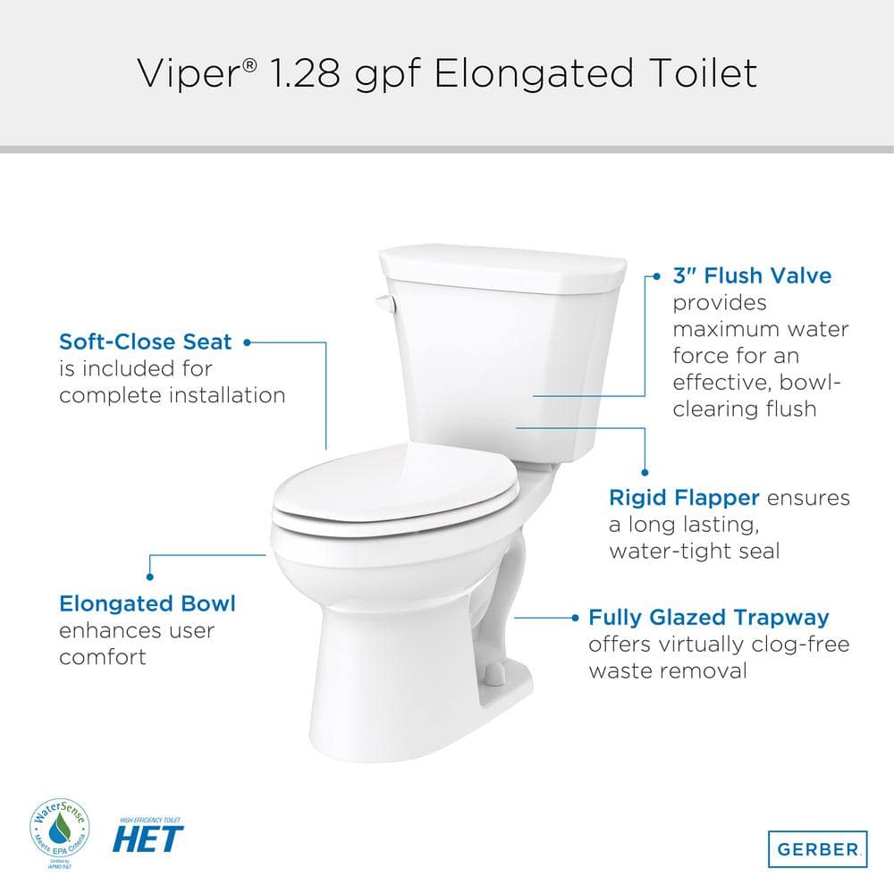 White Vitreous China Elongated High Efficiency Toilet