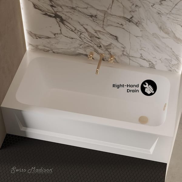 Virage 60 in. x 30 in. Rectangular Right-Hand Drain Alcove Bathtub with Apron in White