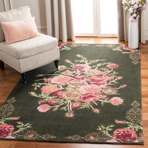 Classic Vintage Black/Red 3 ft. x 5 ft. Floral Geometric Area Rug