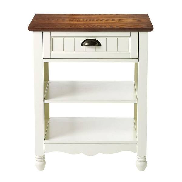 Unbranded 21 in. W Southport Ivory and Oak End Table