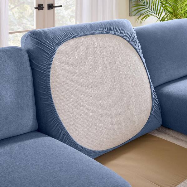 Sure Fit Cedar Stretch Indigo Polyester Textured Sectional Extra Long Couch Cushion Slipcover 29929600071
