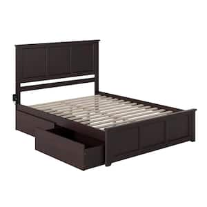 Madison Queen Platform Bed with Matching Foot Board with 2-Urban Bed Drawers in Espresso