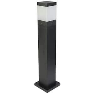 31 in. Line Voltage Black 1200 Lumens Hardwired Integrated LED Square Bollard Light with Selectable CCT