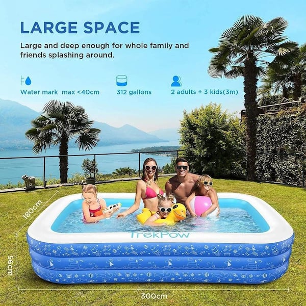 Inflatable Swimming Pools for Kids and Adults,118 X 72 X 20 Full-Sized  3M Family Blow Up Pool for Kiddie,Adult,Toddlers for Ages 3+,Above Ground Pool  for Outdoor,Garden,Backyard,Summer Water Party : : Toys 