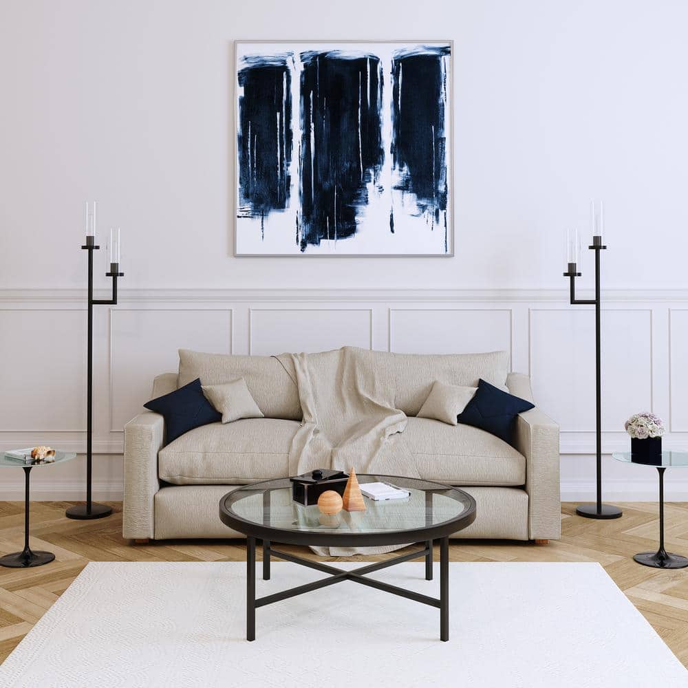 Elegant 36" Round Coffee Table with Blackened Bronze Glass Top
