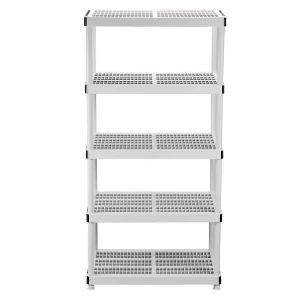 HDX 5-Tier Plastic Garage Storage Shelving Unit in Gray (36 in. W x 72 in. H  x 24 in. D) 128974 - The Home Depot