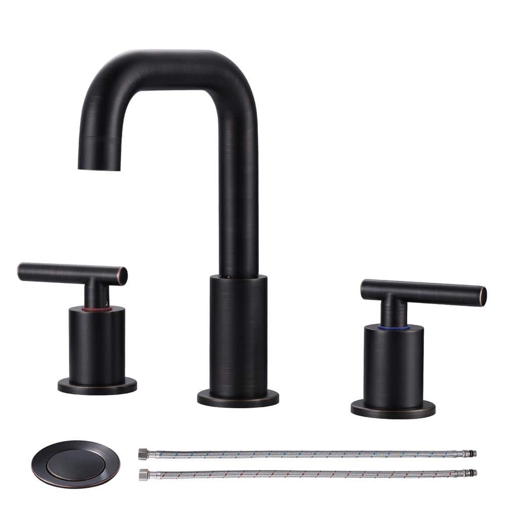 Oil Rubbed Bronze 8-Inch Widespread Double Handle Bathroom Faucet