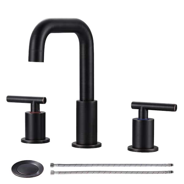 WOWOW 8 in. Widespread Double Handle Bathroom Faucet in Oil Rubbed Bronze (Included Pop-Up Drain and Aerator)