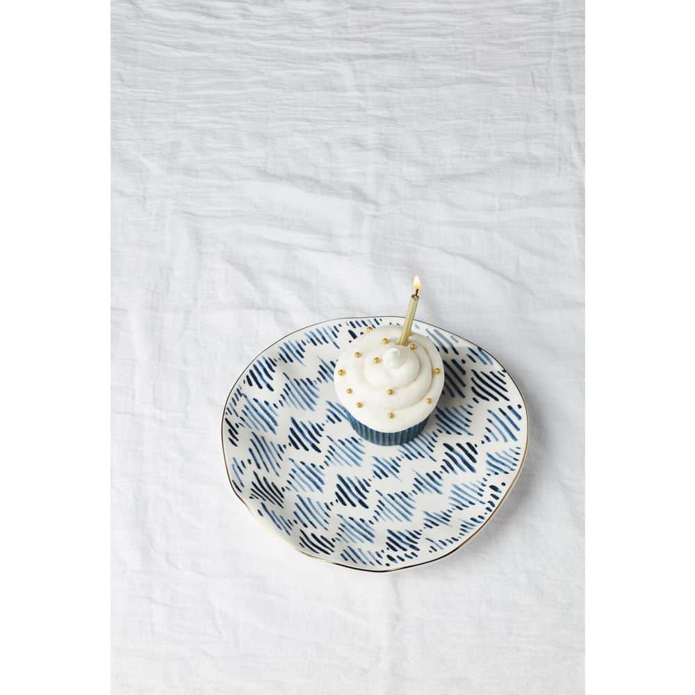 Blue and White Hand-Painted Porcelain Dessert Plates Set
