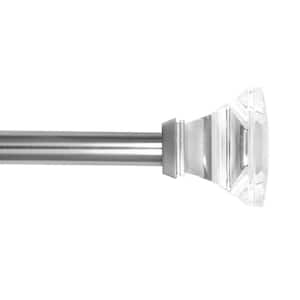 36 in. - 72 in. Adjustable Single Curtain Rod 1 in. Dia. in Brushed Nickel with Acrylic Square finials