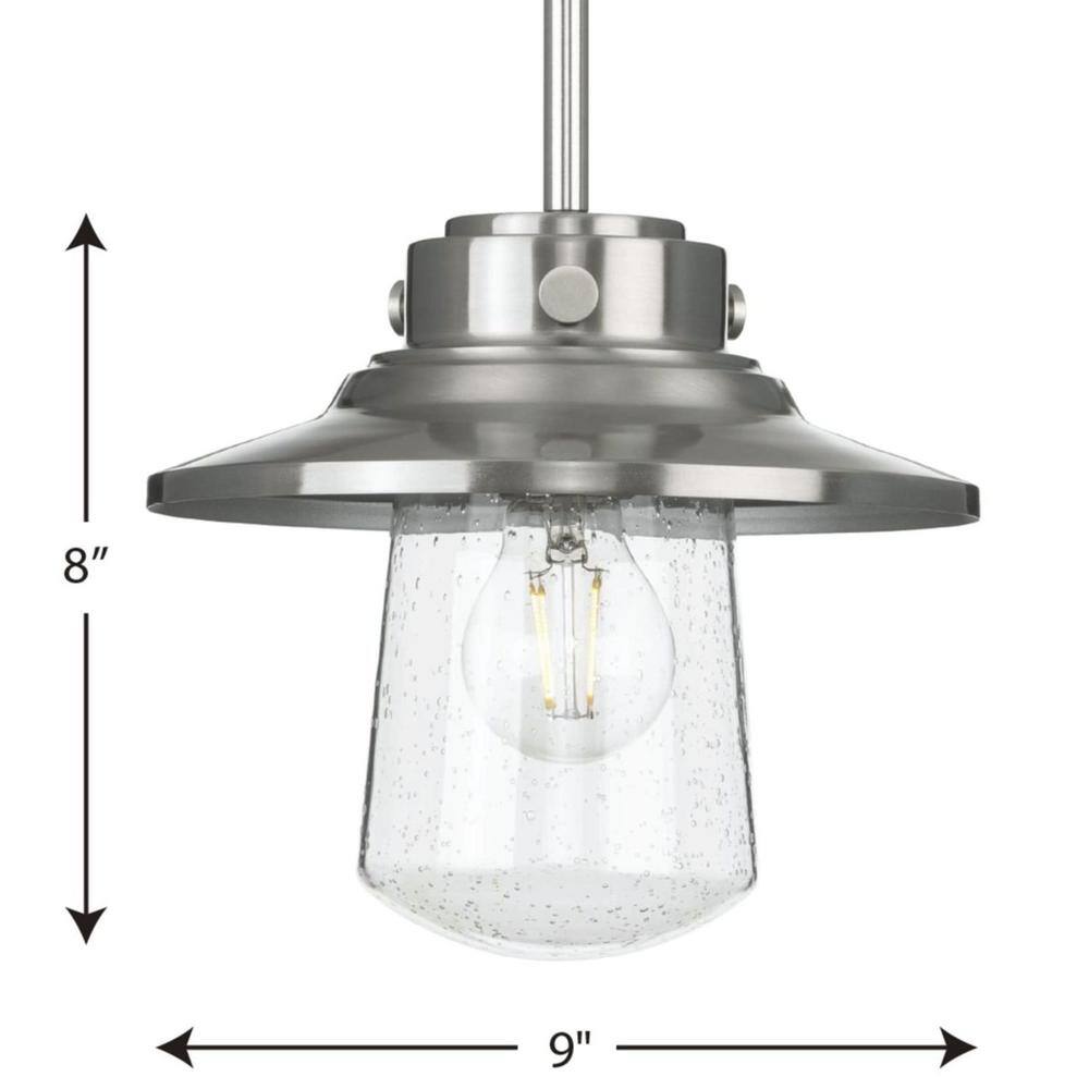 Tremont 9" Stainless Steel Seeded Glass Farmhouse Mini-Pendant