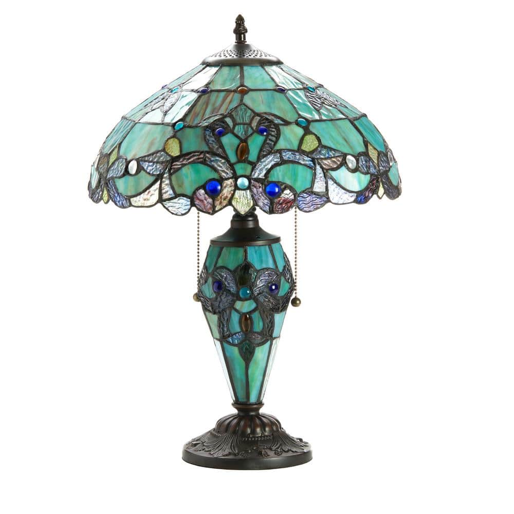 Harlow 20" Green Stained Glass Dome Accent Lamp